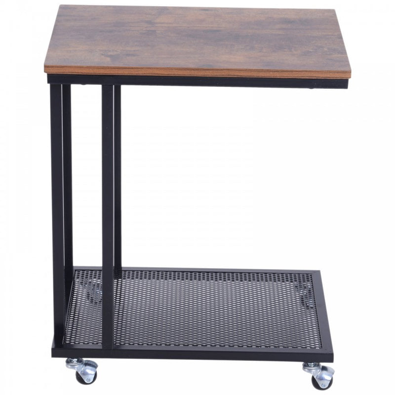 Side Coffee  Table, 51Lx36Wx61H cm-Wood Grain/Black Colour