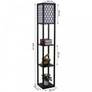Shelf Floor Lamp 4-tier Open Shelves Wooden, 26L X 26W X 160Hcm - Black/White