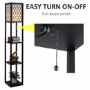 Shelf Floor Lamp 4-tier Open Shelves Wooden, 26L X 26W X 160Hcm - Black/White