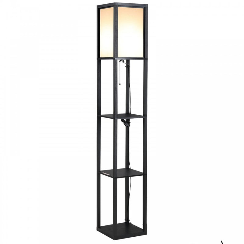 Shelf Floor Lamp, 4-tier Open Shelves - Black/White