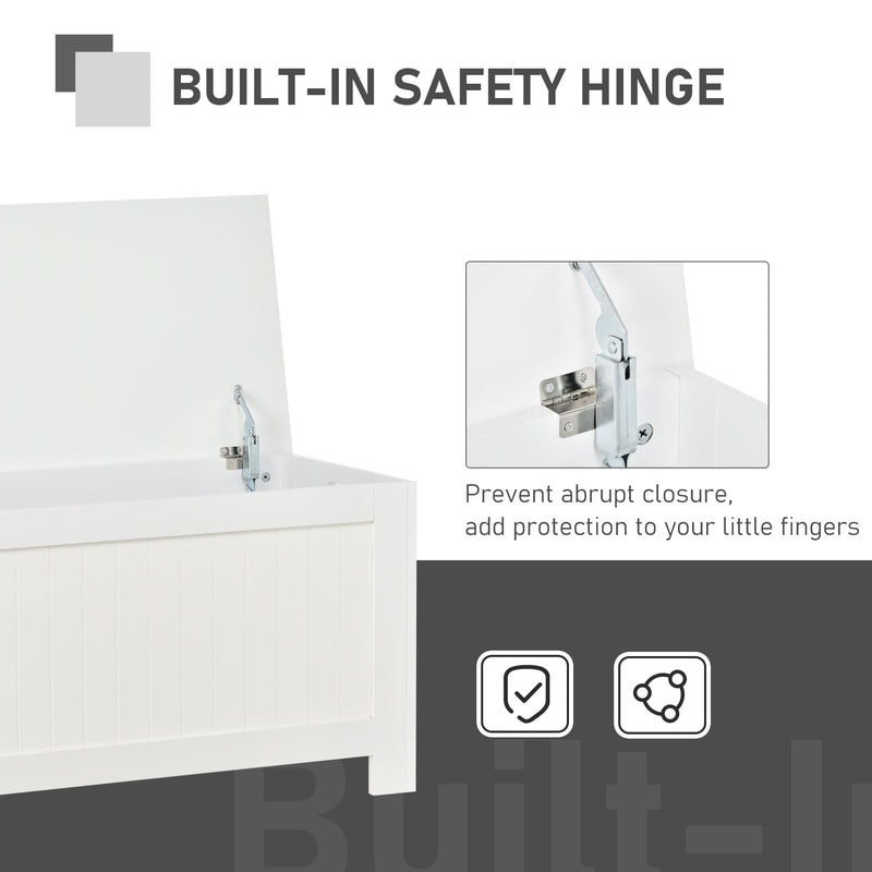 HOMCOM Large Storage Box with Lid & Safety Hinges, White