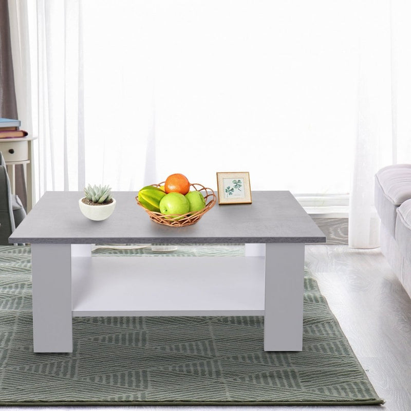 HOMCOM Rustic Coffee Table - Grey  & White