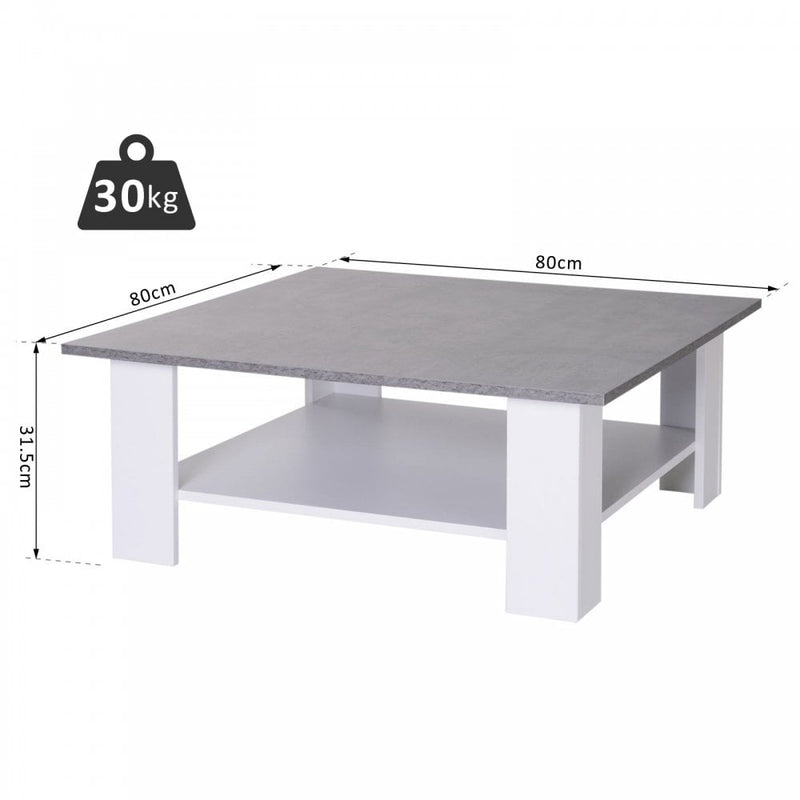 HOMCOM Rustic Coffee Table - Grey  & White