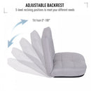 Floor Lazy Sofa Chair 5-Position Adjustable Recliner, 60H x 63W x 65Dcm-Grey