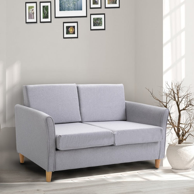 HOMCOM Two-Seater Linen-Look Sofa - Grey
