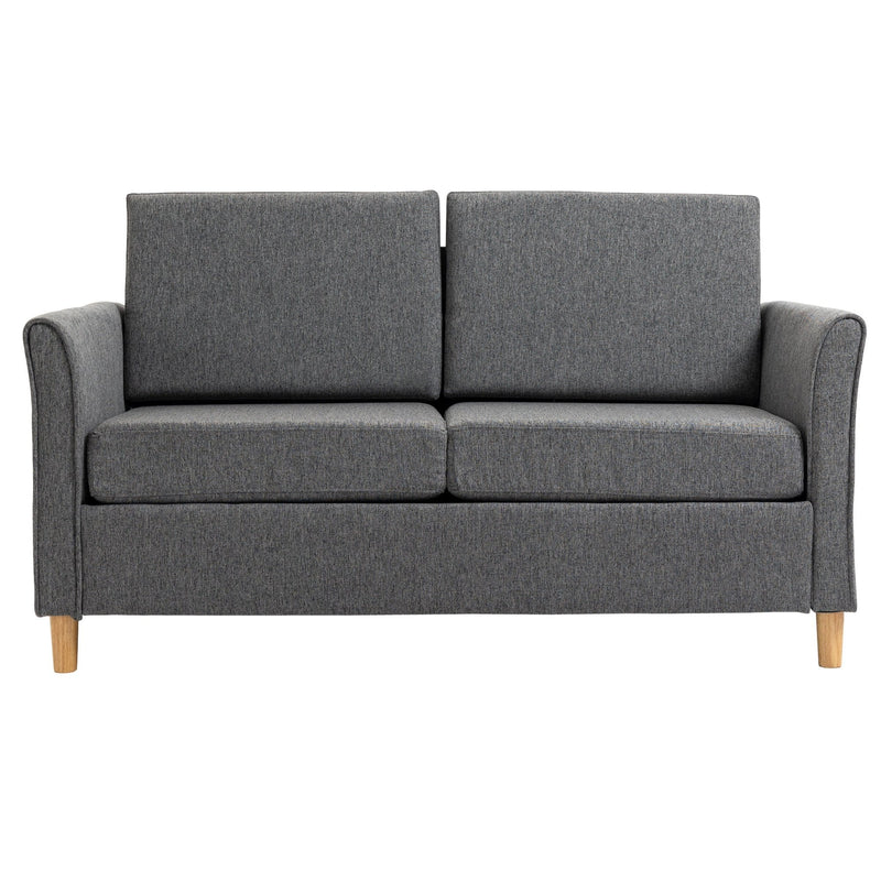 Sofa Double Seat Compact Loveseat Couch Living Room Furniture with Armrest - Grey
