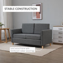 Sofa Double Seat Compact Loveseat Couch Living Room Furniture with Armrest - Grey