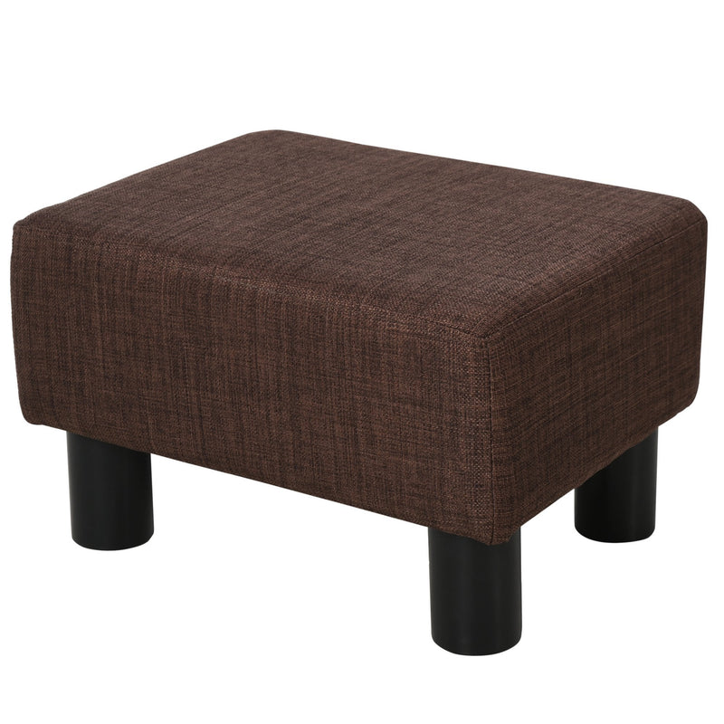 Linen Fabric Footstool Ottoman Cube w/ 4 Plastic Legs Black