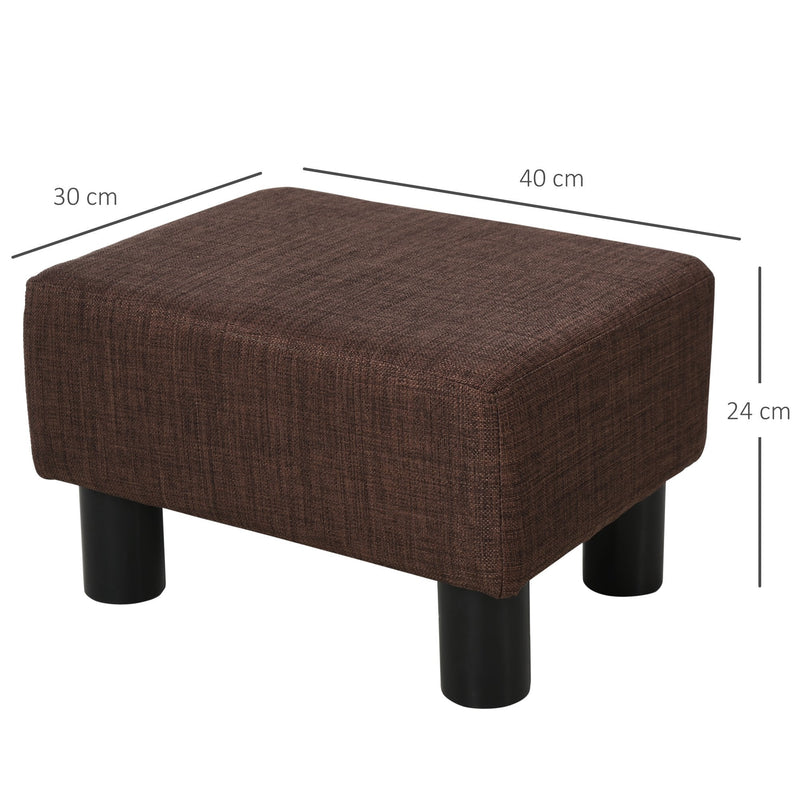 Linen Fabric Footstool Ottoman Cube w/ 4 Plastic Legs Black