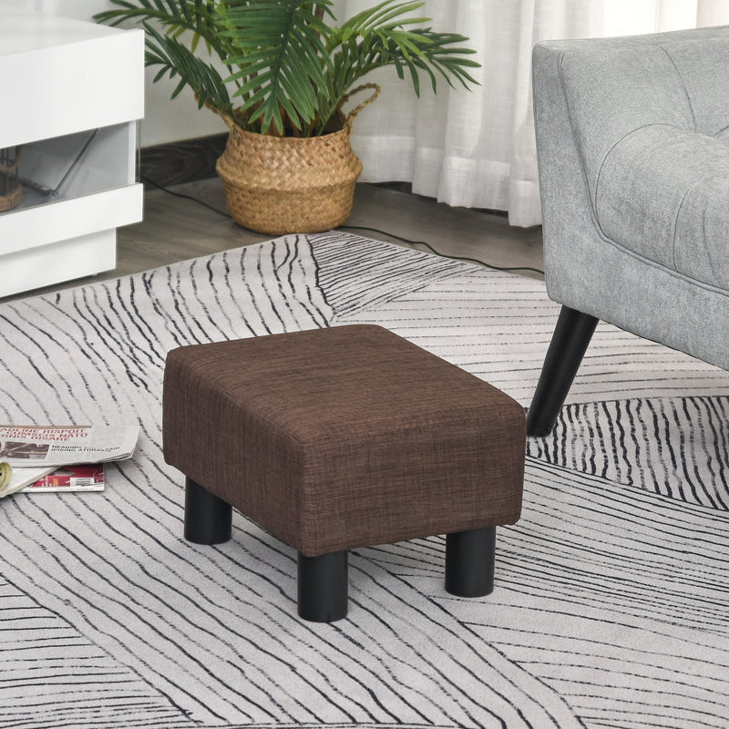 Linen Fabric Footstool Ottoman Cube w/ 4 Plastic Legs Black