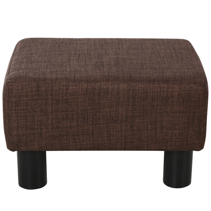 Linen Fabric Footstool Ottoman Cube w/ 4 Plastic Legs Black