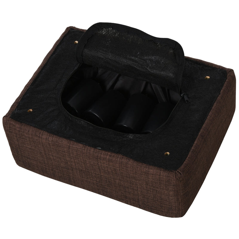 Linen Fabric Footstool Ottoman Cube w/ 4 Plastic Legs Black