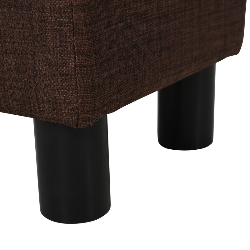 Linen Fabric Footstool Ottoman Cube w/ 4 Plastic Legs Black