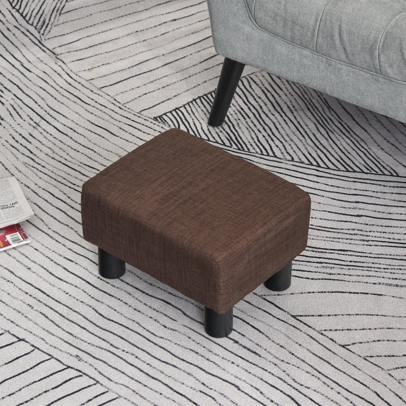 Linen Fabric Footstool Ottoman Cube w/ 4 Plastic Legs Black