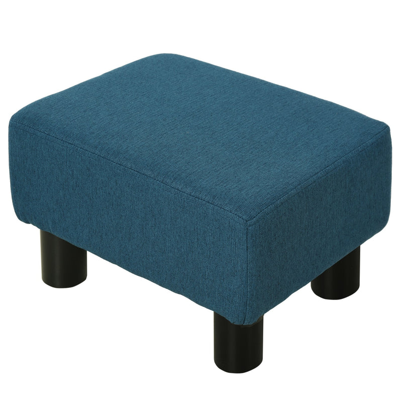 Linen Fabric Footstool Footrest Small Seat Foot Rest Chair Ottoman Dark Blue Home Office with Legs 40 x 30 x 24cm Chic Cube 4