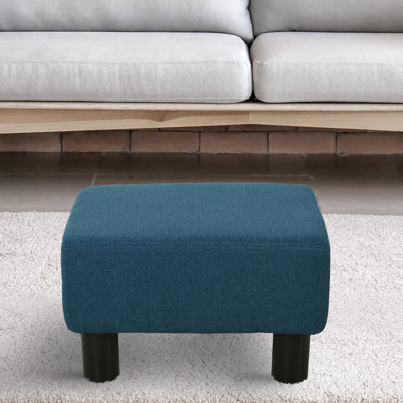 Linen Fabric Footstool Footrest Small Seat Foot Rest Chair Ottoman Dark Blue Home Office with Legs 40 x 30 x 24cm Chic Cube 4