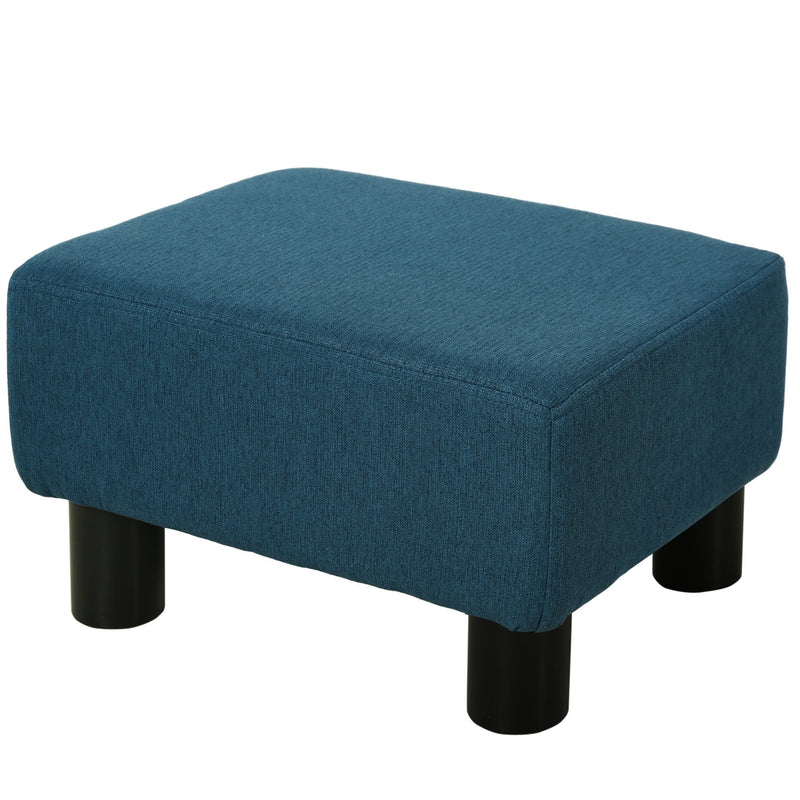 Linen Fabric Footstool Footrest Small Seat Foot Rest Chair Ottoman Dark Blue Home Office with Legs 40 x 30 x 24cm Chic Cube 4