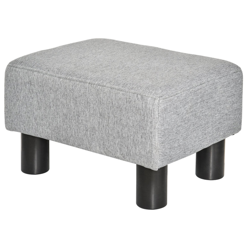 Linen Fabric Footstool Foot rest Small Seat Foot Rest Chair Ottoman Grey Home Office with Legs