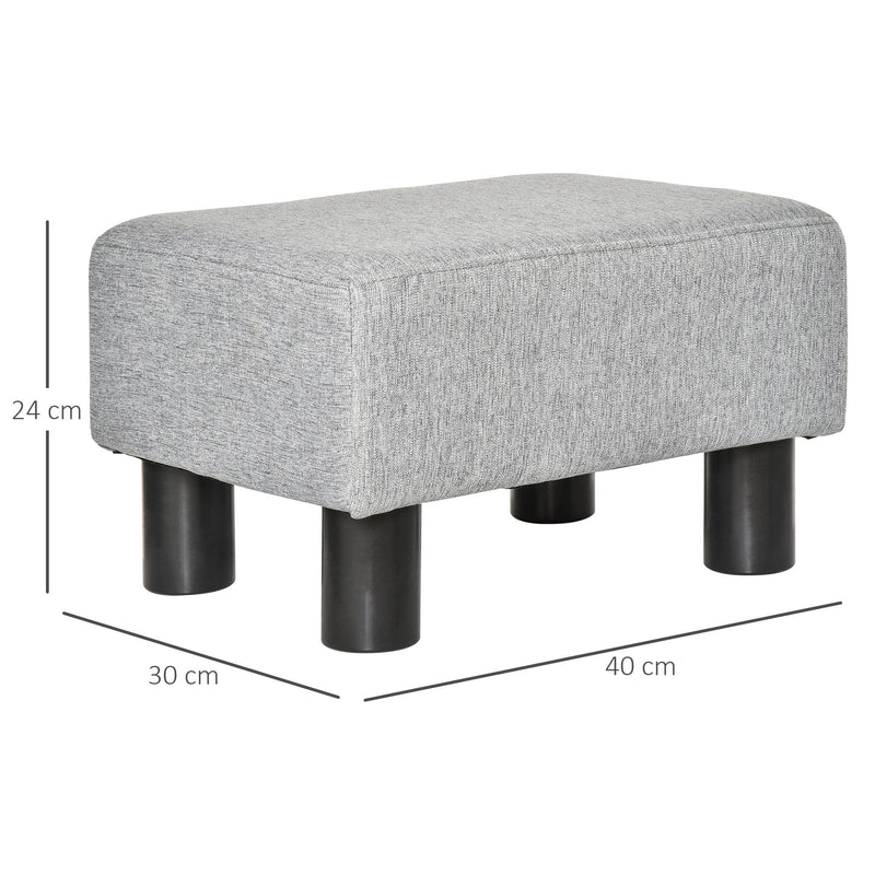 Linen Fabric Footstool Foot rest Small Seat Foot Rest Chair Ottoman Grey Home Office with Legs