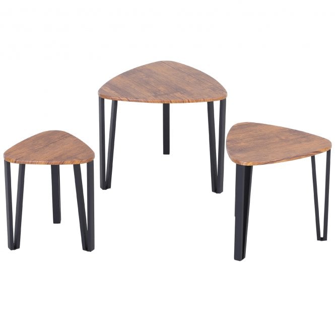 HOMCOM Industrial Style Nest of Tables - Brown & Black