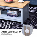 Coffee Table w/Open Display Wood Effect Tabletop Retro Rustic Style Chic Living Room Storage Grey