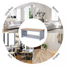 Coffee Table w/Open Display Wood Effect Tabletop Retro Rustic Style Chic Living Room Storage Grey