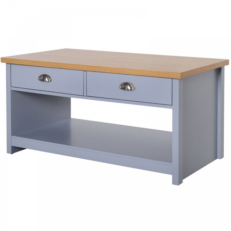 MDF Rustic 2-Drawer Coffee Table Grey