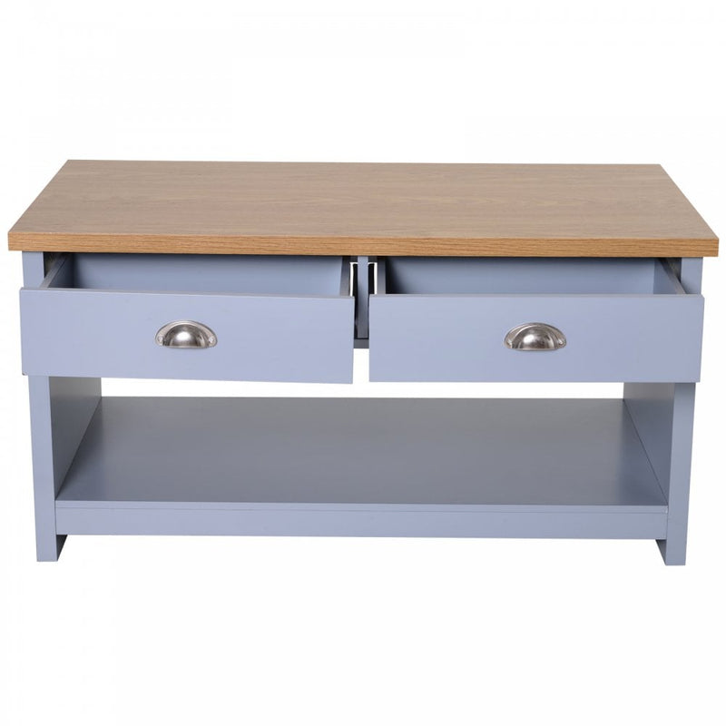 MDF Rustic 2-Drawer Coffee Table Grey