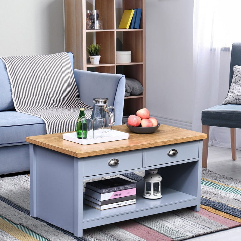 MDF Rustic 2-Drawer Coffee Table Grey