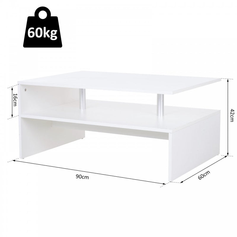 HOMCOM Contemporary Coffee Table  - White