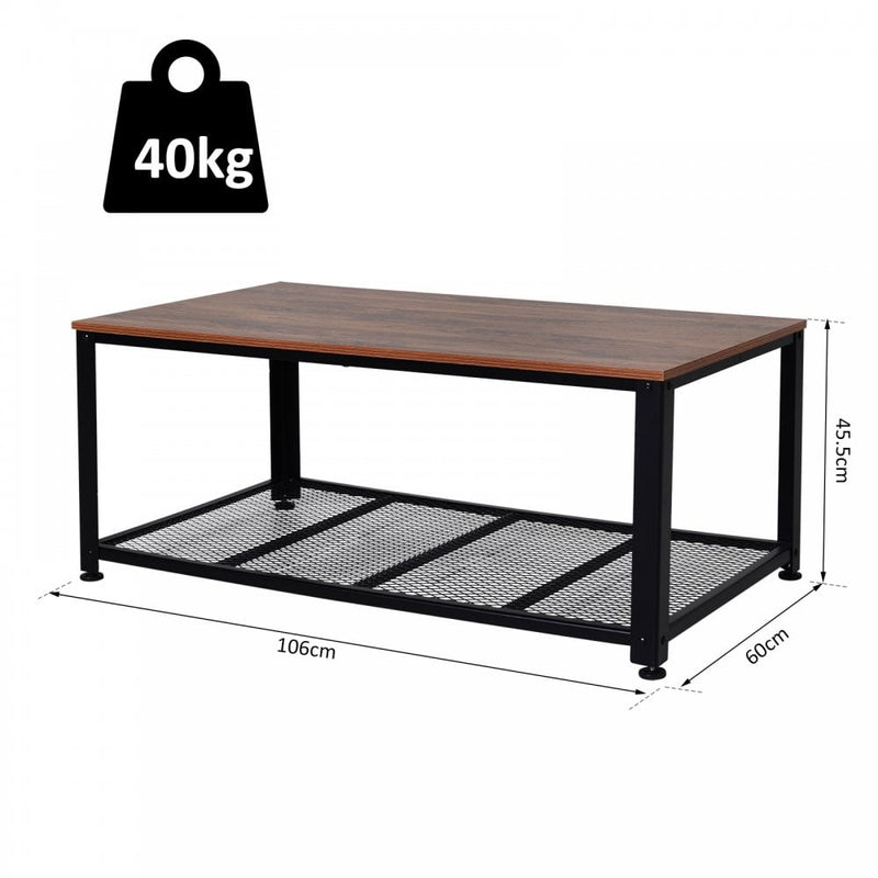 Steel Frame Industrial Style Coffee Table Brown/Black