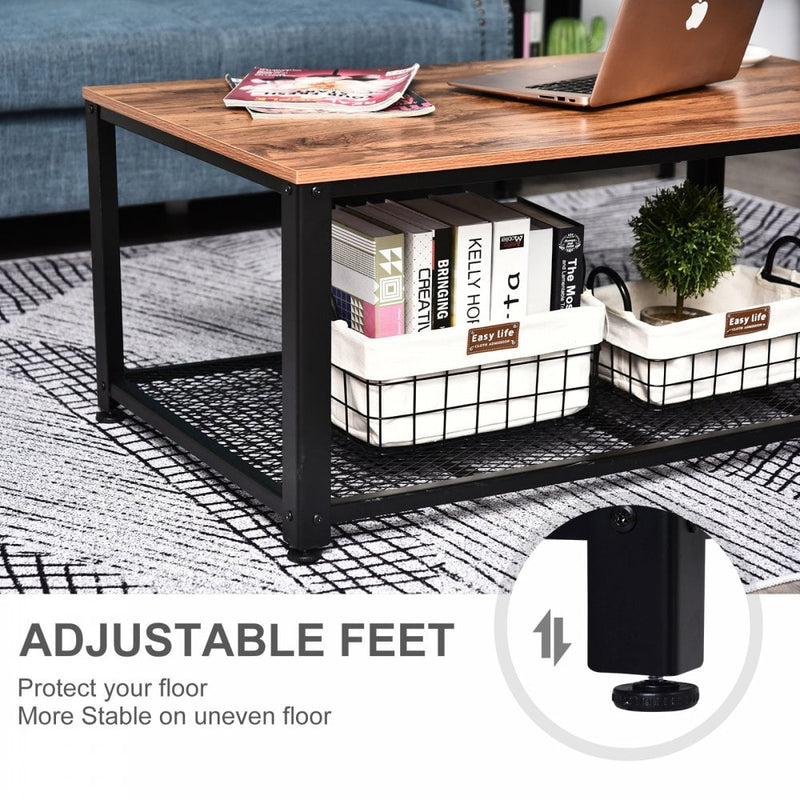 Steel Frame Industrial Style Coffee Table Brown/Black