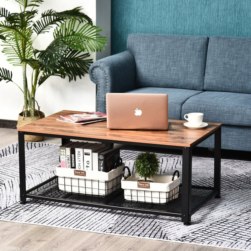 Steel Frame Industrial Style Coffee Table Brown/Black