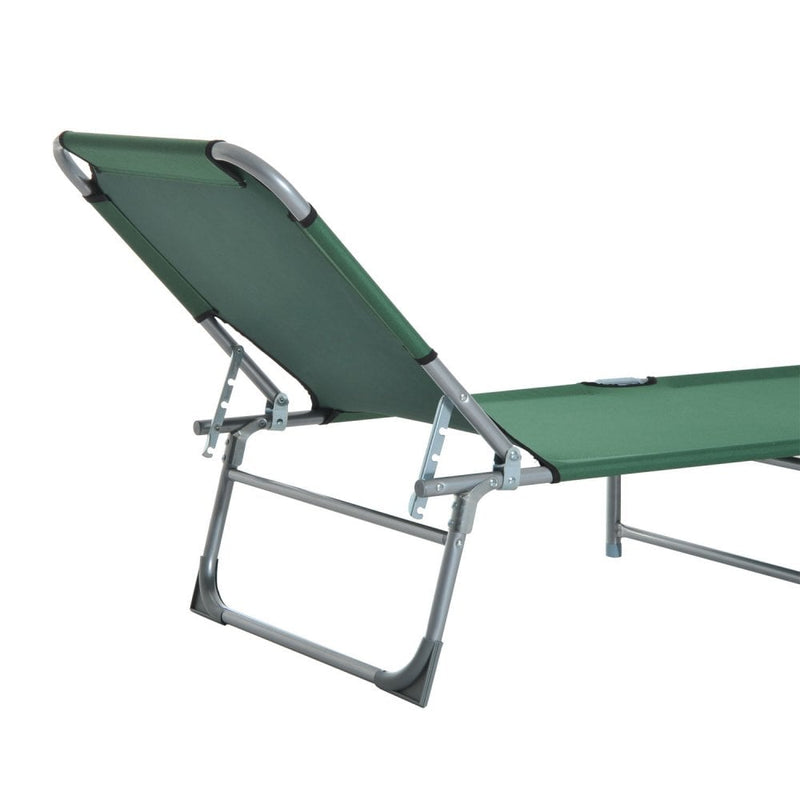 Outsunny Portable Adjustable Lounger,Oxford Cloth-Green