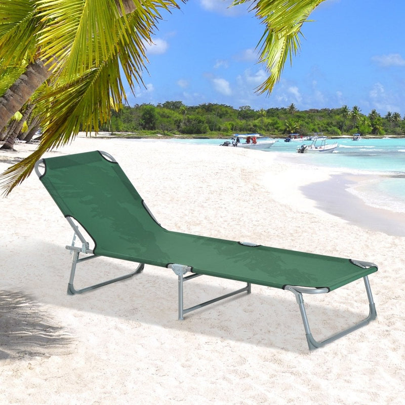 Outsunny Portable Adjustable Lounger,Oxford Cloth-Green