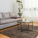 Coffee Table, Industrial Round Side Table With Metal Frame, Large Tabletop For Living Room, Bedroom, Rustic Brown W/ Frame Room