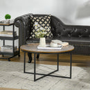 Coffee Table, Industrial Round Side Table With Metal Frame, Large Tabletop For Living Room, Bedroom, Rustic Brown W/ Frame Room