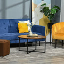 Coffee Table, Industrial Round Side Table With Metal Frame, Large Tabletop For Living Room, Bedroom, Rustic Brown W/ Frame Room