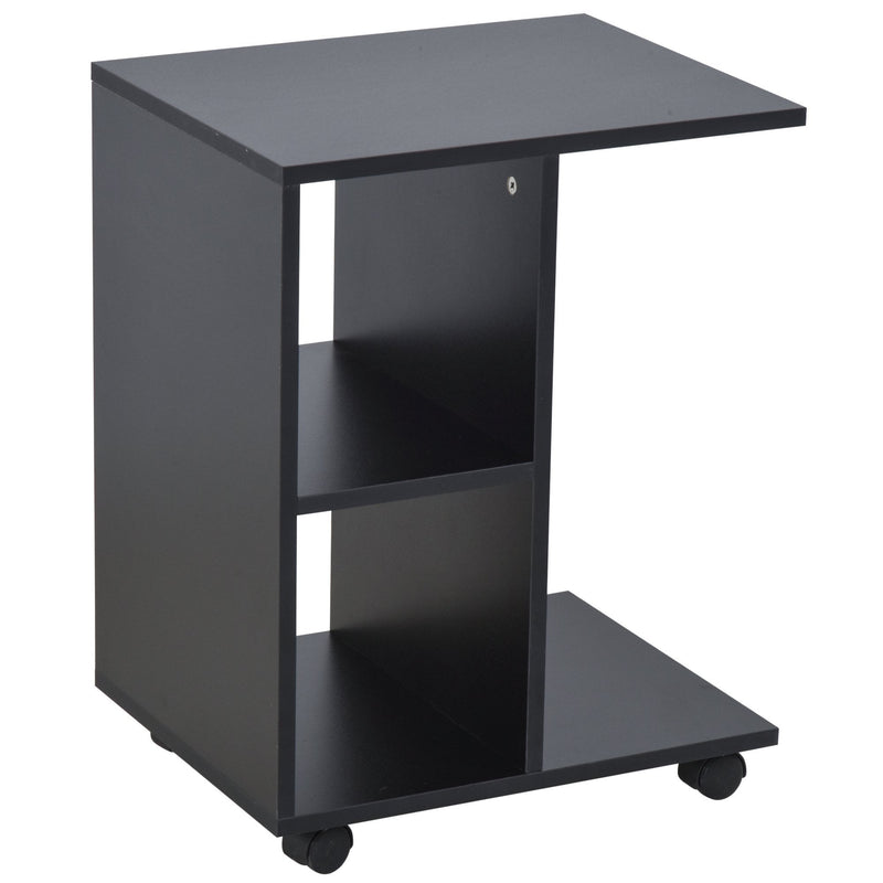 Particle Board C-Shaped 2-Shelf End Table - Black