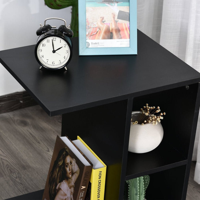 Particle Board C-Shaped 2-Shelf End Table - Black