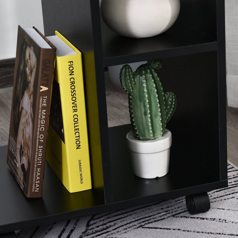 Particle Board C-Shaped 2-Shelf End Table - Black