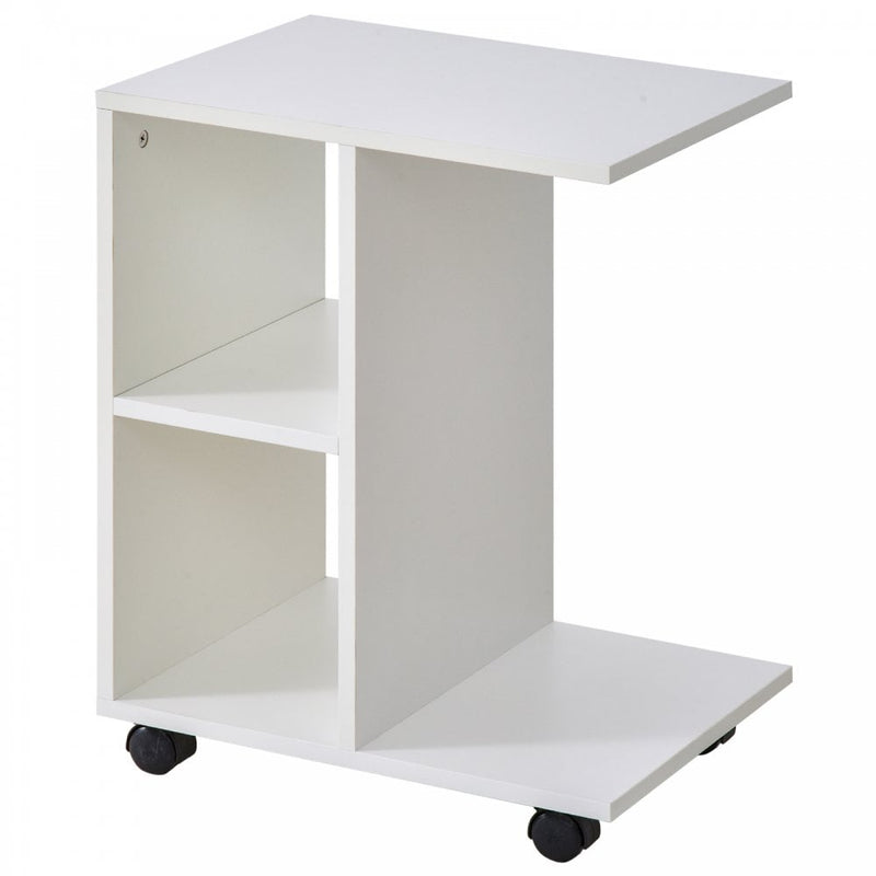 Particle Board C-Shaped 2-Shelf End Table White