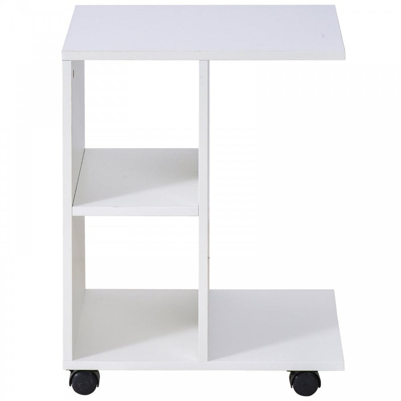 Particle Board C-Shaped 2-Shelf End Table White