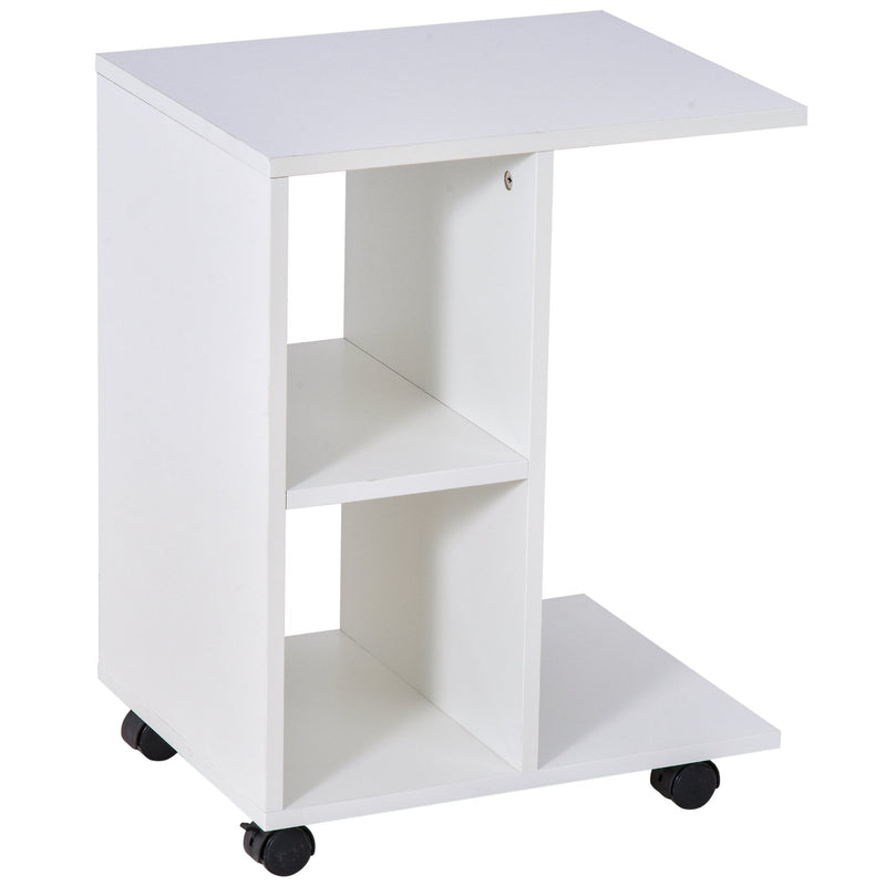 Particle Board C-Shaped 2-Shelf End Table White