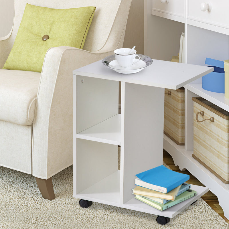 Particle Board C-Shaped 2-Shelf End Table White