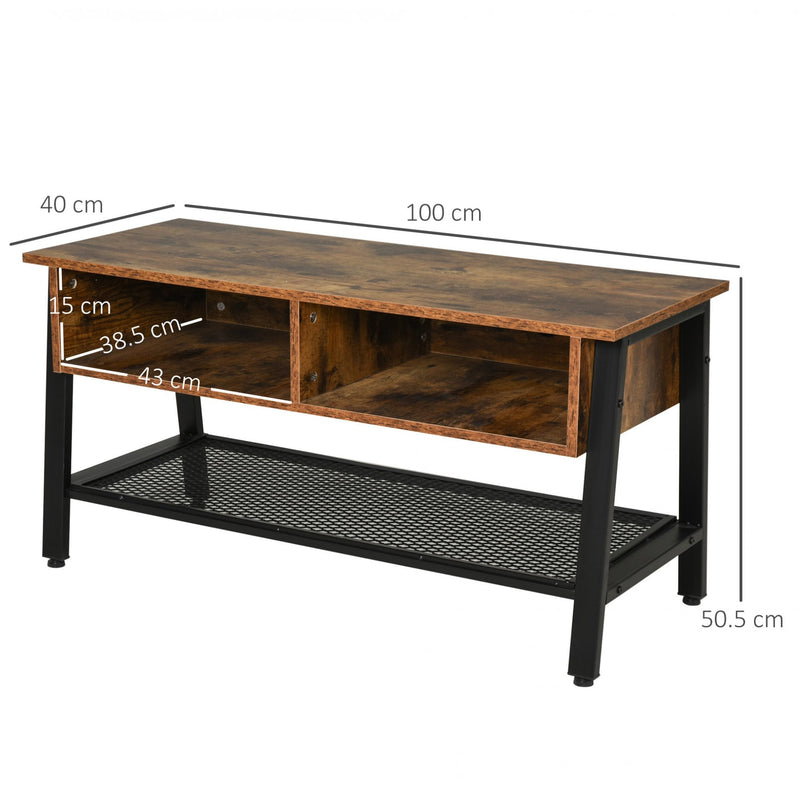 Rubber Wood 3-Tier TV Media Unit Black/Brown