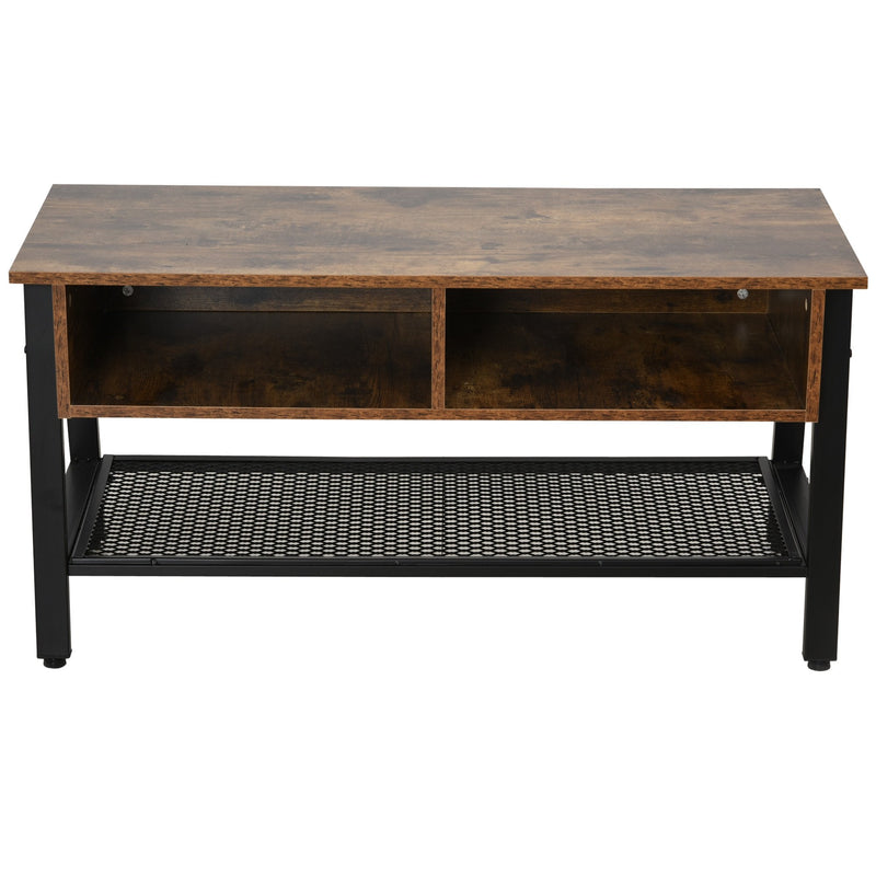 Rubber Wood 3-Tier TV Media Unit Black/Brown