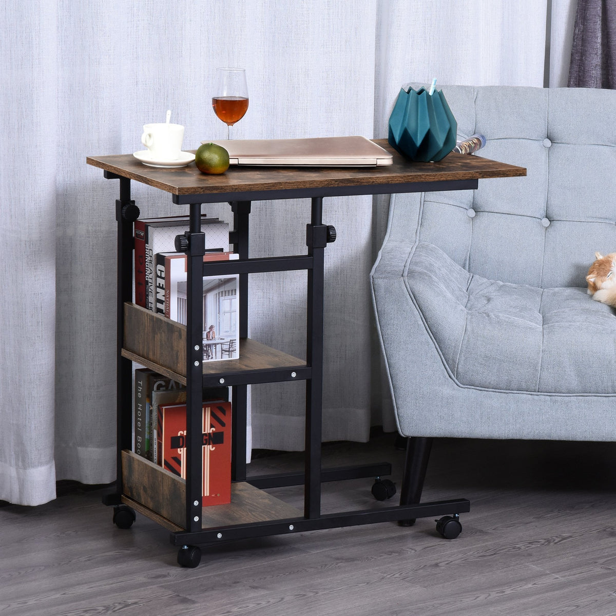 Rolling sofa side table discount