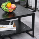 Faux Marble Steel Frame Coffee Table Black