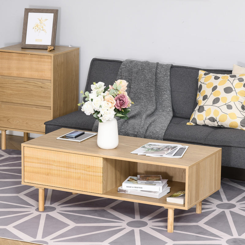 Modern Wood Coffee Table with Compartment and Cabinet, TV Stand, Rectangular Sofa Side Desk for Living Room, Bedroom, Office Cabinet Legs Room Bedroom